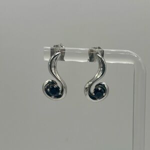 Custom Built Dana Augustine 14k White Gold and Black Spinel Earrings
